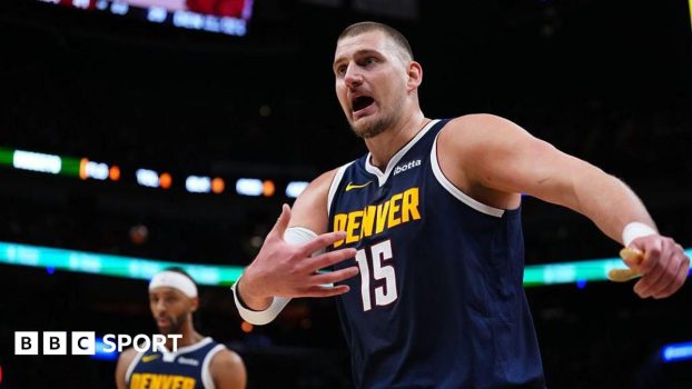 Nikola Jokic in action for the Denver Nuggets against the Miami Heat