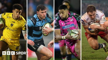 Dragons' Rio Dyer, Cardiff's Mason Grady, Ospreys' Phil Cokanasiga and Scarlets' Sam Costelow