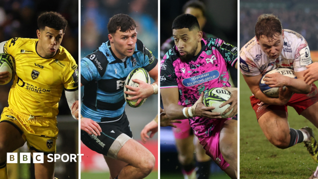 Dragons' Rio Dyer, Cardiff's Mason Grady, Ospreys' Phil Cokanasiga and Scarlets' Sam Costelow