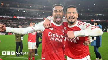 Arsenal's William Saliba and Gabriel
