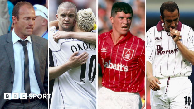 Graphic of Alan Shearer, Jamie Vardy and Roy Keane