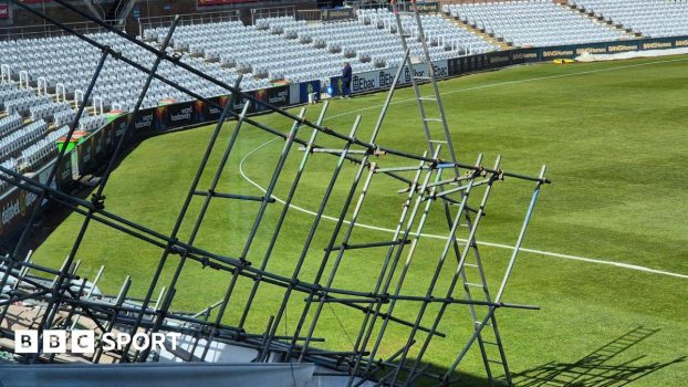 Scaffolding blown down