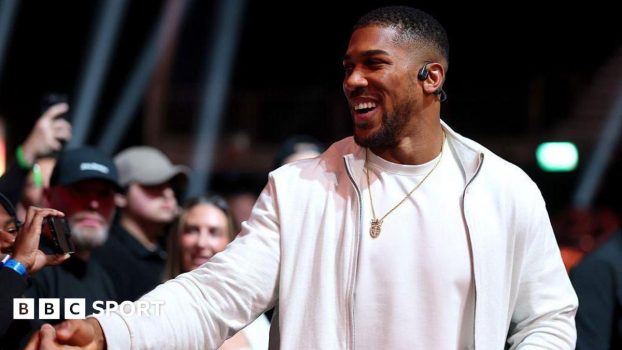 British boxer Anthony Joshua shakes hands at the fight between Deontay Wilder and Derek Chisora