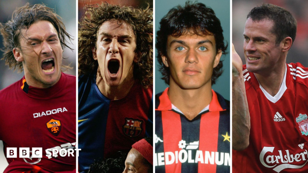 Graphic showing Carragher, Giggs, Totti and Maldini