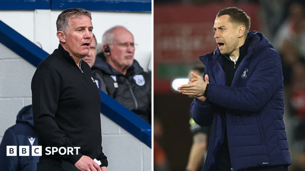 Wrexham manager Phil Parkinson (left) looks on from the touchline and (seperate picture) Southampton head coach Tonda Eckert claps his hands (right)