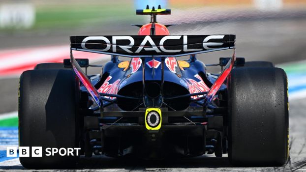 The rear of the Red Bull car, driven by Isack Hadjar