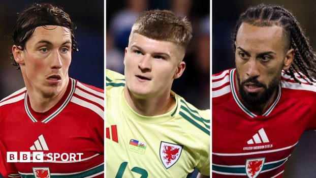 Harry Wilson, Jordan James and Sorba Thomas in action for Wales