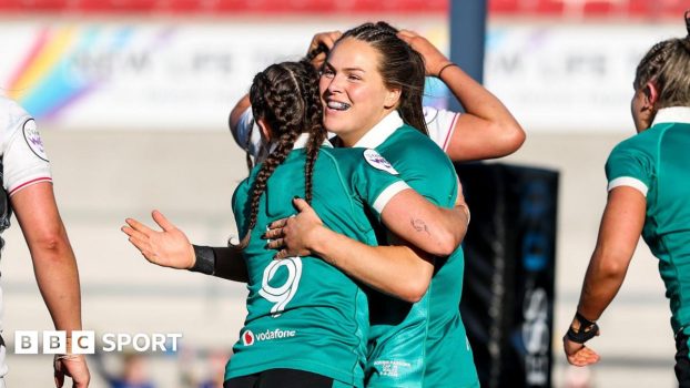 BÊibhinn Parsons celebrates after scoring with Emily Lane