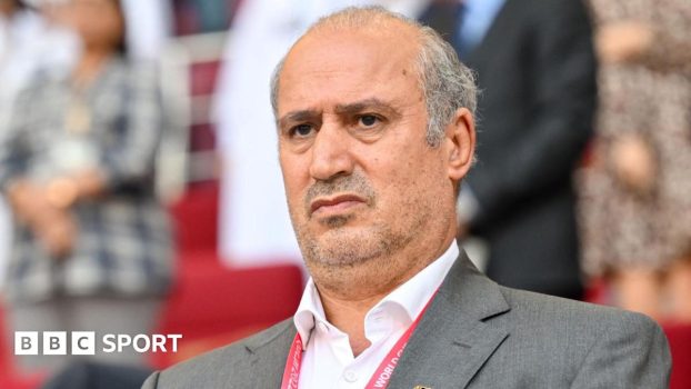 Football Federation Islamic Republic of Iran President Mehdi Taj watches Iran against England